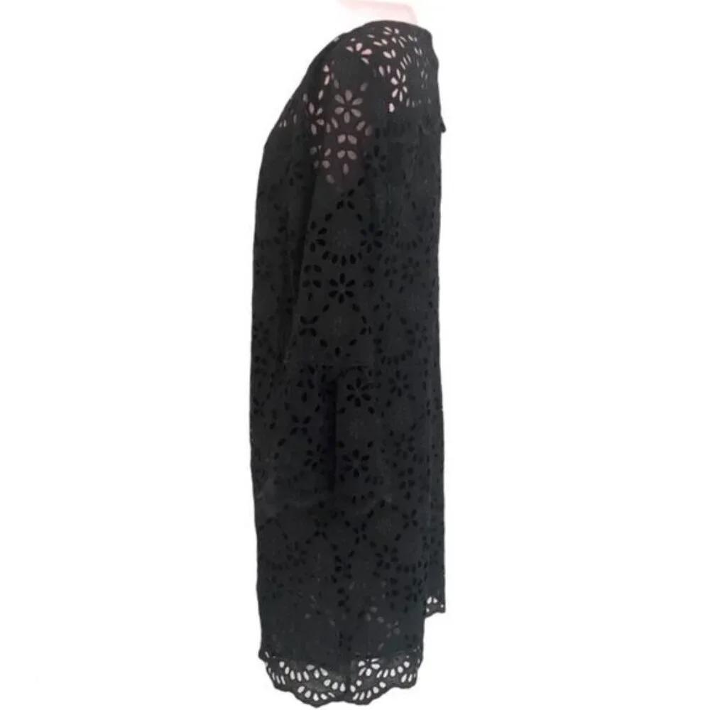 J. Crew Bell sleeve Embroidered Eyelet Dress in Black Size 6 NWT
